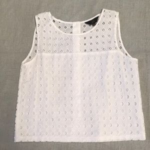 Anthropologie Crisp cotton cropped eyelet top